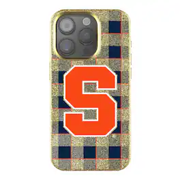 Keyscaper - NCAA - Syracuse Orange Plaid Bling iPhone Case - 16 Pro - Gold