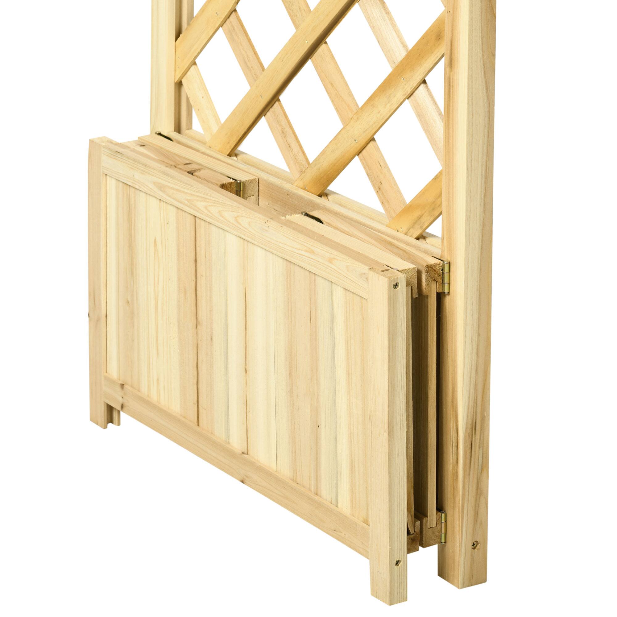 Alt View 7. Outsunny - 7.5' Wooden Wedding Arch, Garden Arch Arbor for Climbing Plants & Trellis Design, Great for Vines - Natural Wood.