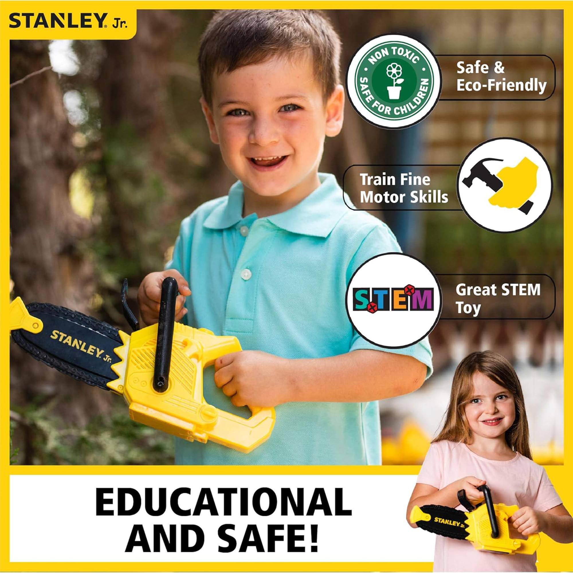 STANLEY Jr.  
NON TOXIC  
Safe & Eco-Friendly  
FOR CHILDREN  
Train Fine Motor Skills  
STEM  
Great STEM Toy  
EDUCATIONAL AND SAFE!
