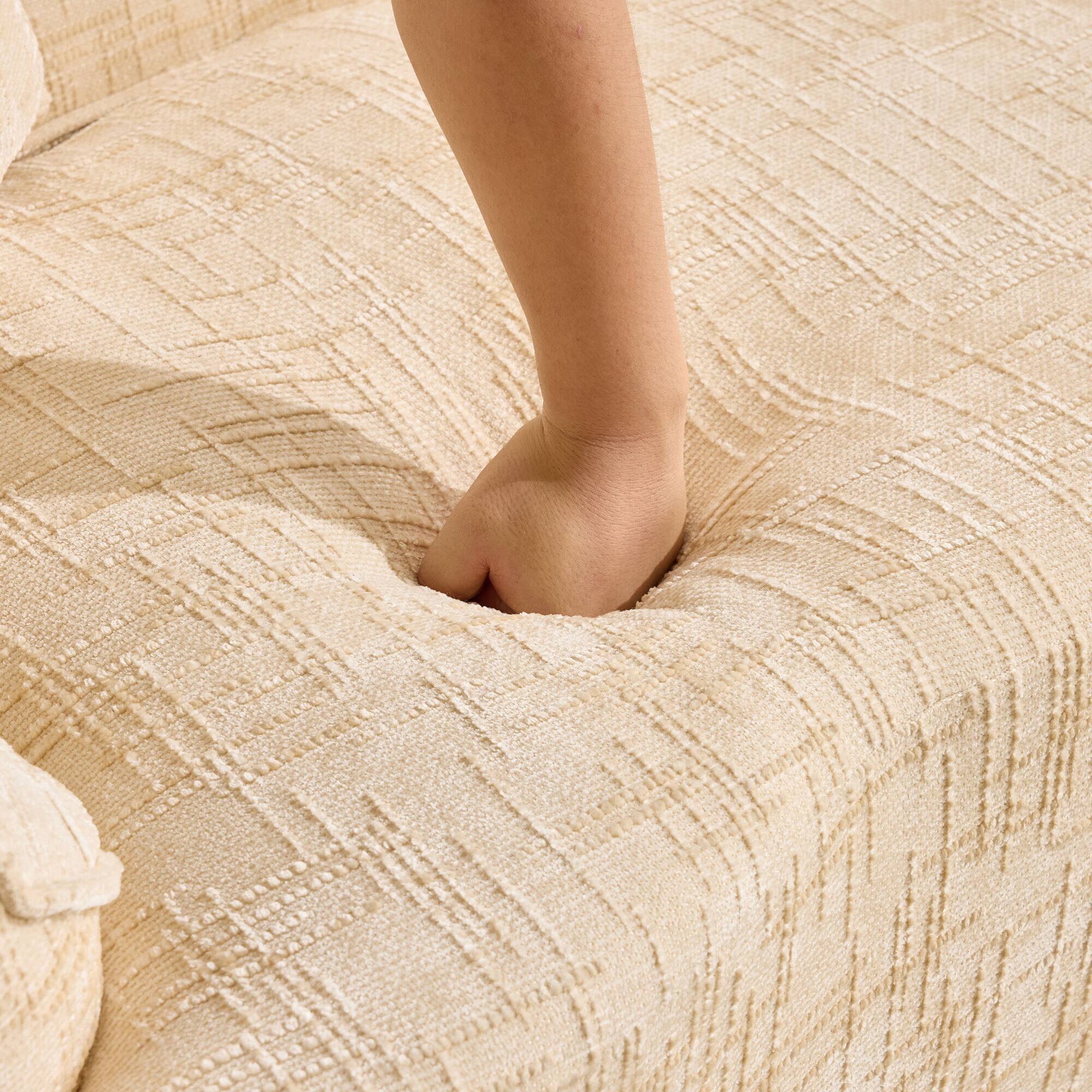 Alt View 7. GOODSILO - Curved Two-Person Compression Sofa with Pillows for Small Spaces - Beige.