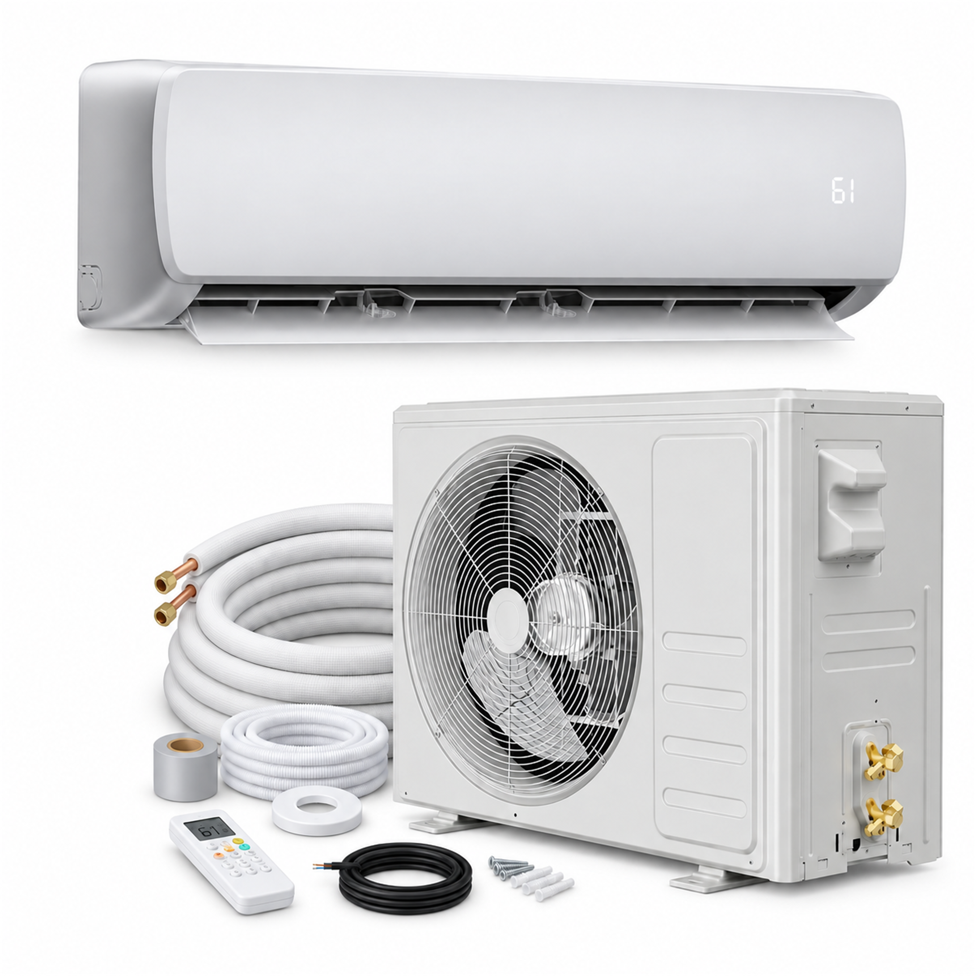 Front. Mountman - 9,000 BTU 115V Mini Split Air Conditioner with Heat, Variable Capacity, White - White.