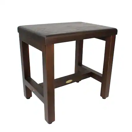 Front. DecoTeak - DecoTeak® Eleganto® 18" Teak Wood Shower Bench in Woodland Brown Finish - Woodland Brown.