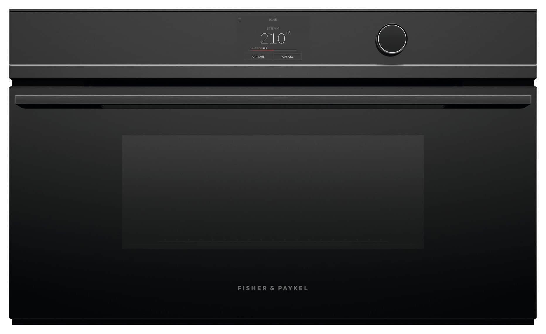 Fisher & Paykel - Minimal 30-in Combination steam oven 1.9 cu ft capacity touch screen with dial - Black - Front_Zoom