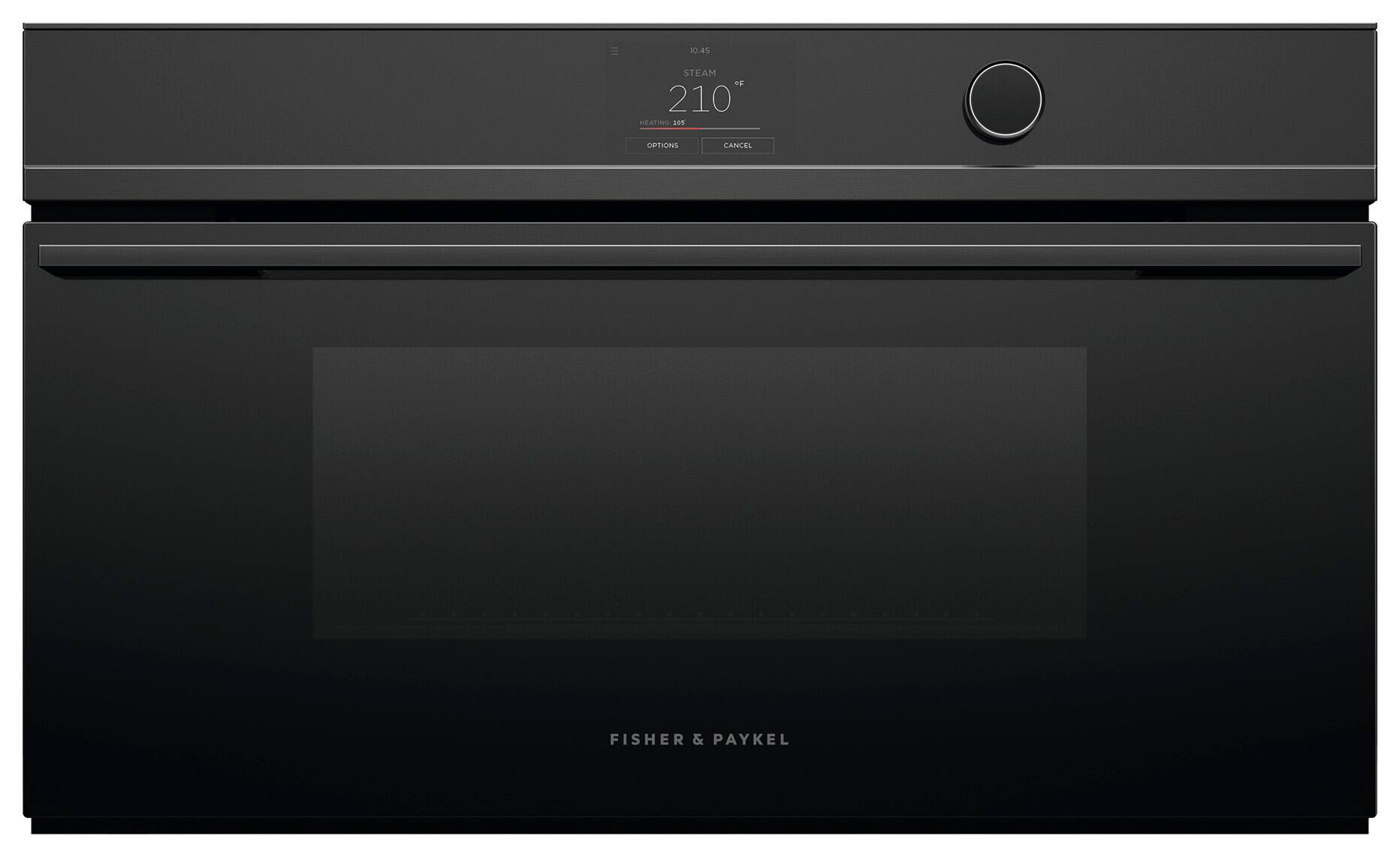 The text on the image reads: "10 10.4% STEAM F 210 REATING S OPTIONS CANCEL FISHER & PAYKEL."