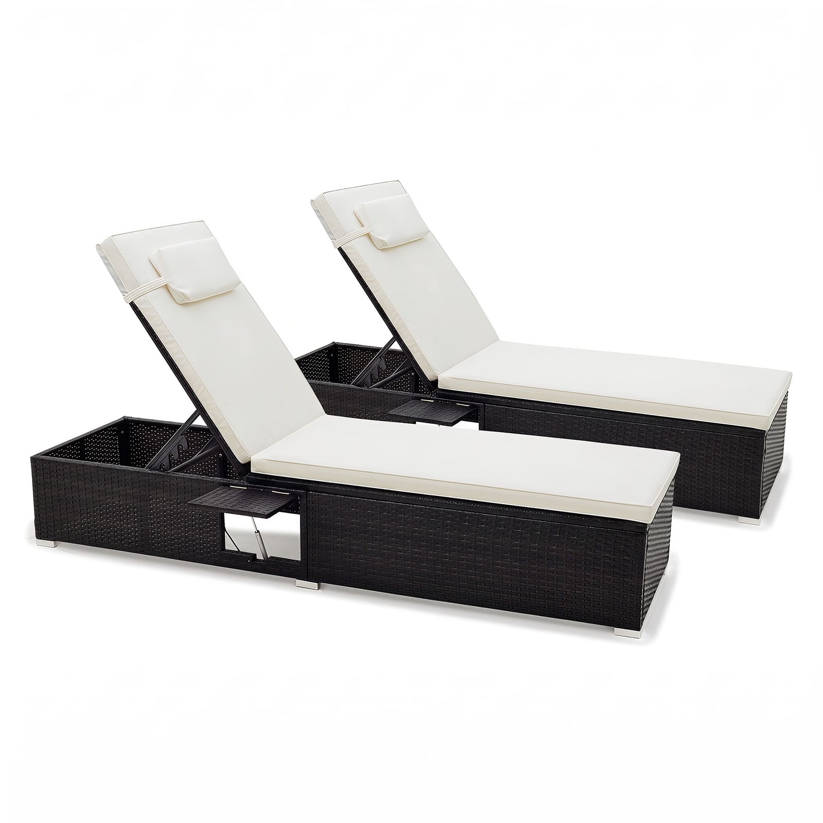 Costway - 2PCS Patio Chaise Lounge with 6-level Backrest Comfy Seat Cushion Headrest Backyard - Mix Black+Off White price history on PriceWatchPro