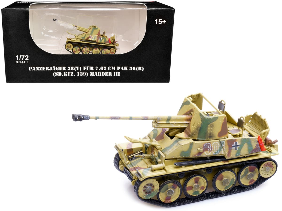Sd.Kfz.139 Panzerjager 38(t) Fur 7.62cm PaK 36(R) Marder III Tank Destroyer #301 "Germany - WWII" 1/72 Diecast by Legion