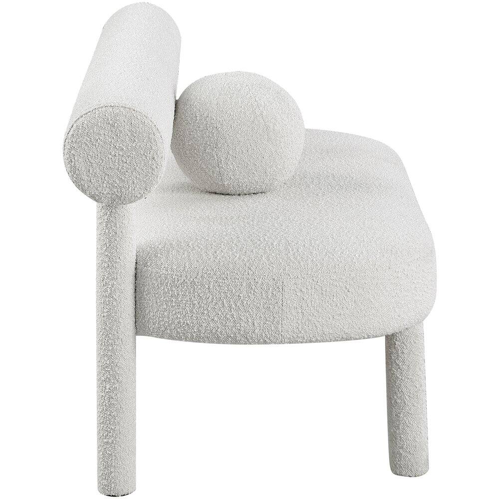 Alt View 1. Meridian Furniture - Parlor Cream Boucle Fabric Bench - Cream Boucle Fabric.