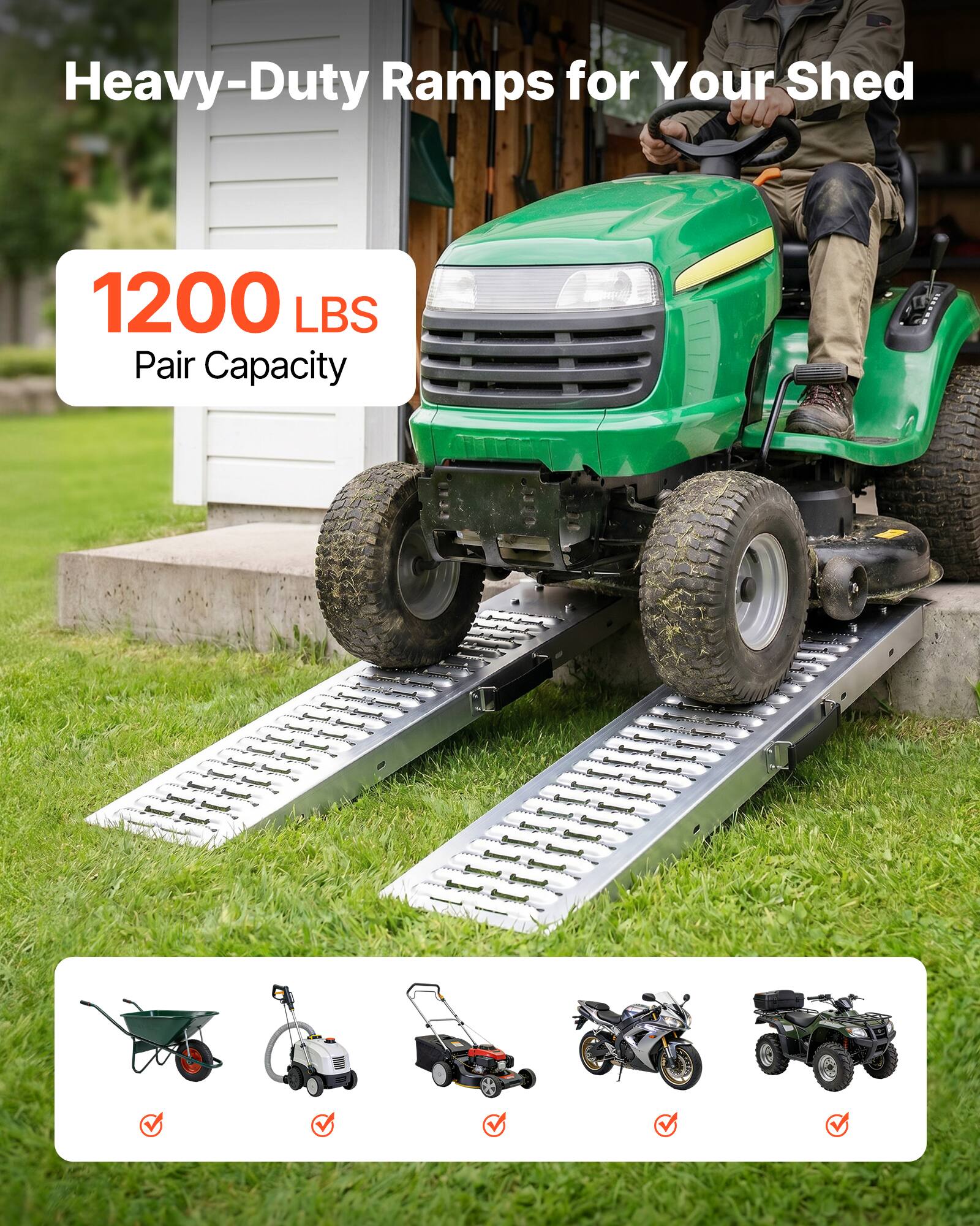VEVOR Trailer Ramps, 2PCS 39 x 9 in, Heavy Duty Steel ATV Ramp Set with ...