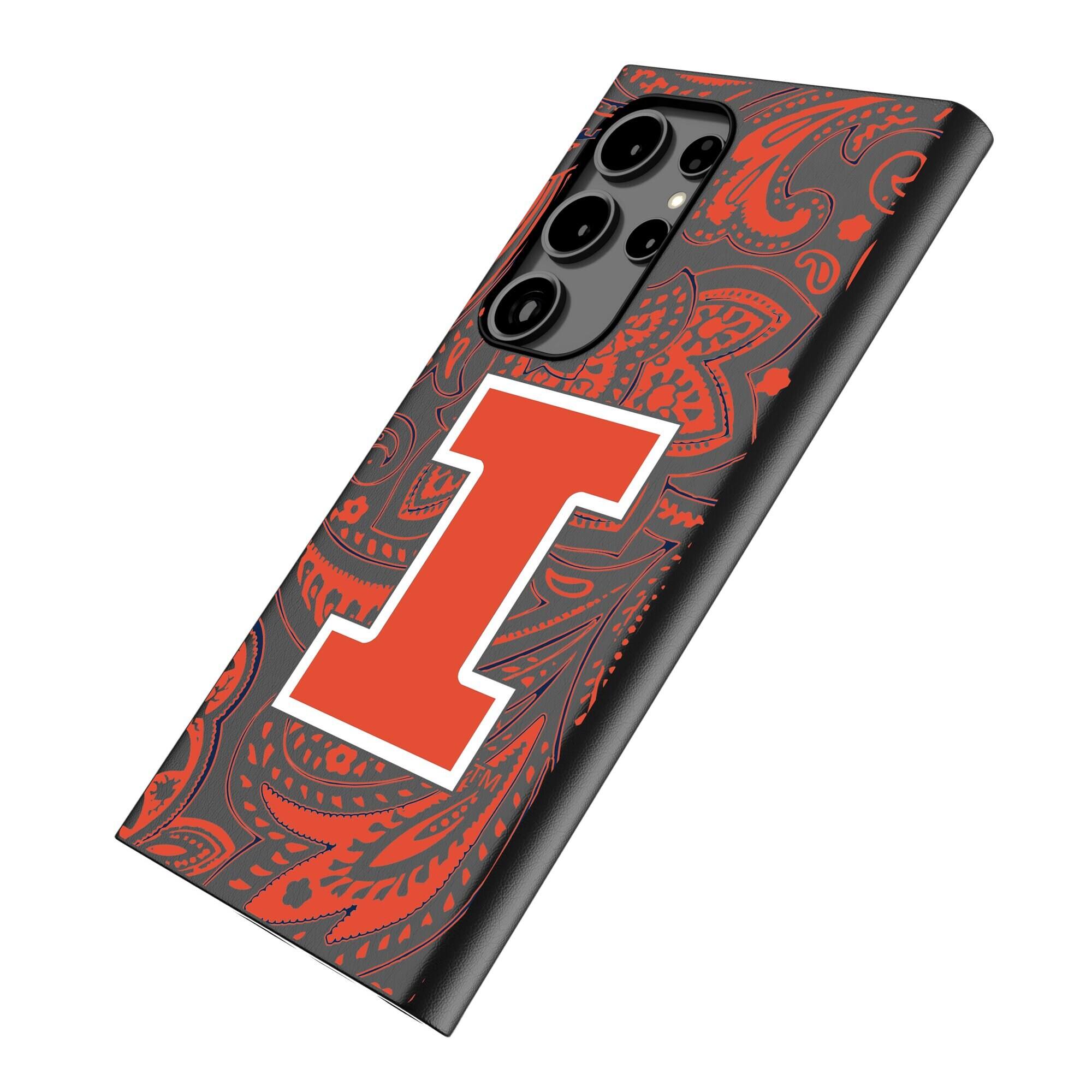 Alt View 1. Keyscaper - Illinois Fighting Illini Paisley Galaxy Magnetic Bump Case - S25 Ultra - Black.