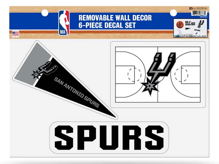 Rico Industries - San Antonio Spurs (Set of 6) Individual Easy Peel Die-Cut Decal Stickers - Remove - Re-organize - Re-apply - Multi