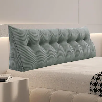 Front. wowmax - Wedge Pillow Headboard for King - XXL Gray Back Support Pillow with Cover - Grey.