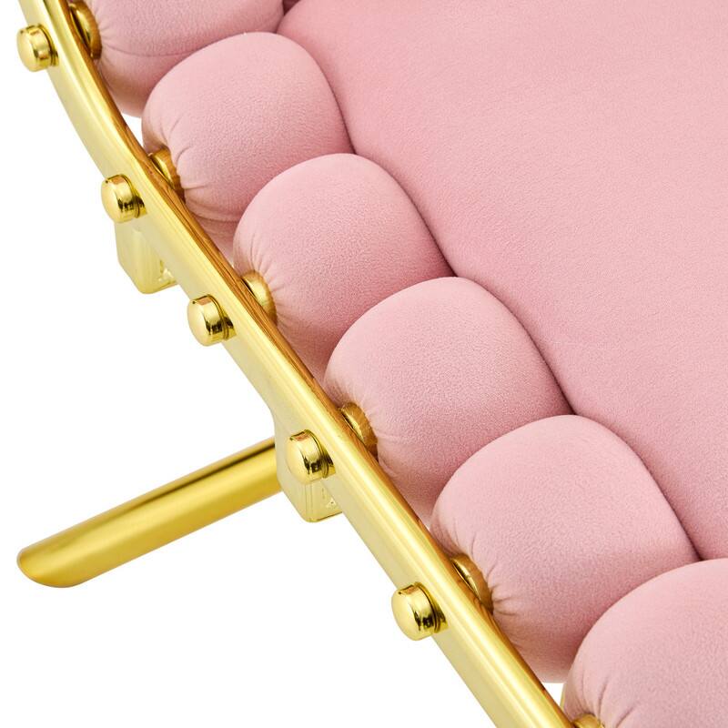 Alt View 8. HTUTWOO - Set of 2 Bubble Tufted Swivel Accent Chair - 360° Swivel Modern Velvet Armless Chair,Gold Metal Frame,Dining Living Room - Pink Gold.