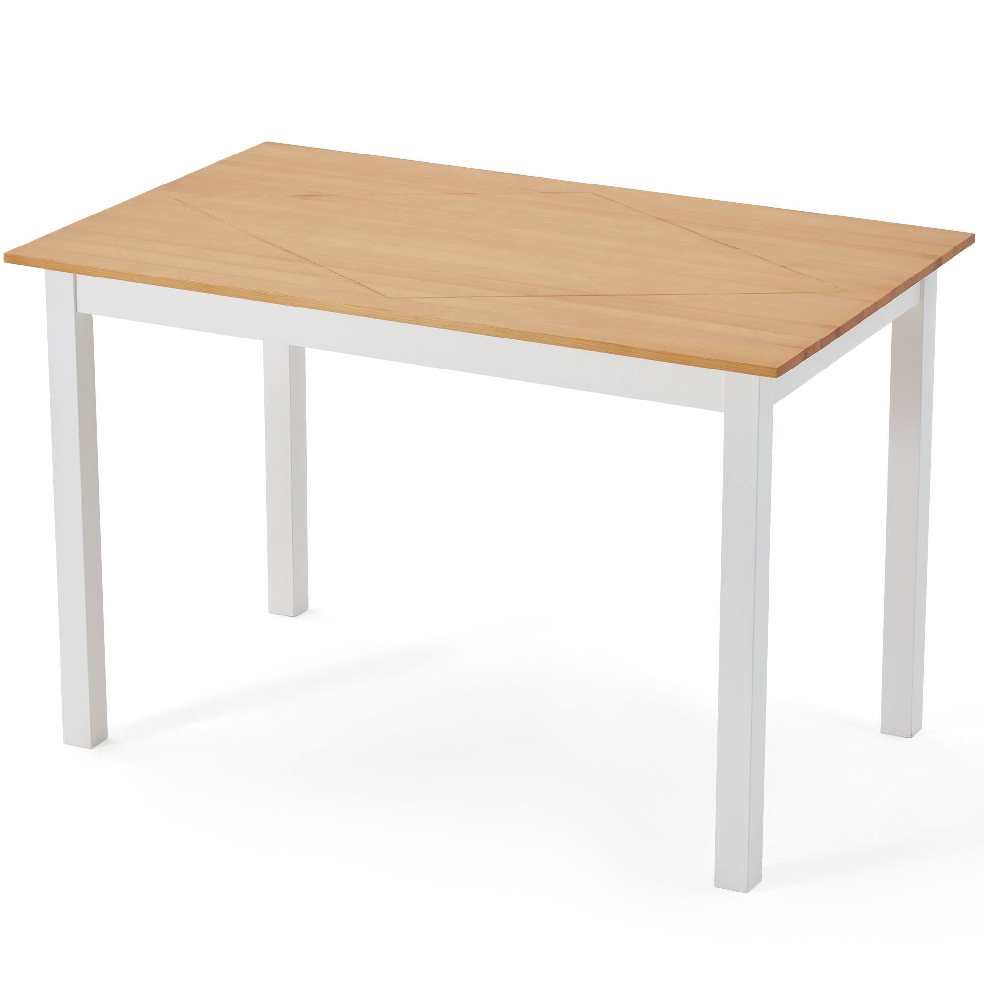 Alt View 7. U-HOMY - Premium Knot-Free Solid Wood Dining Table – Minimalist Modern 4-Seater Kitchen Table Set - Natural Wood, White.