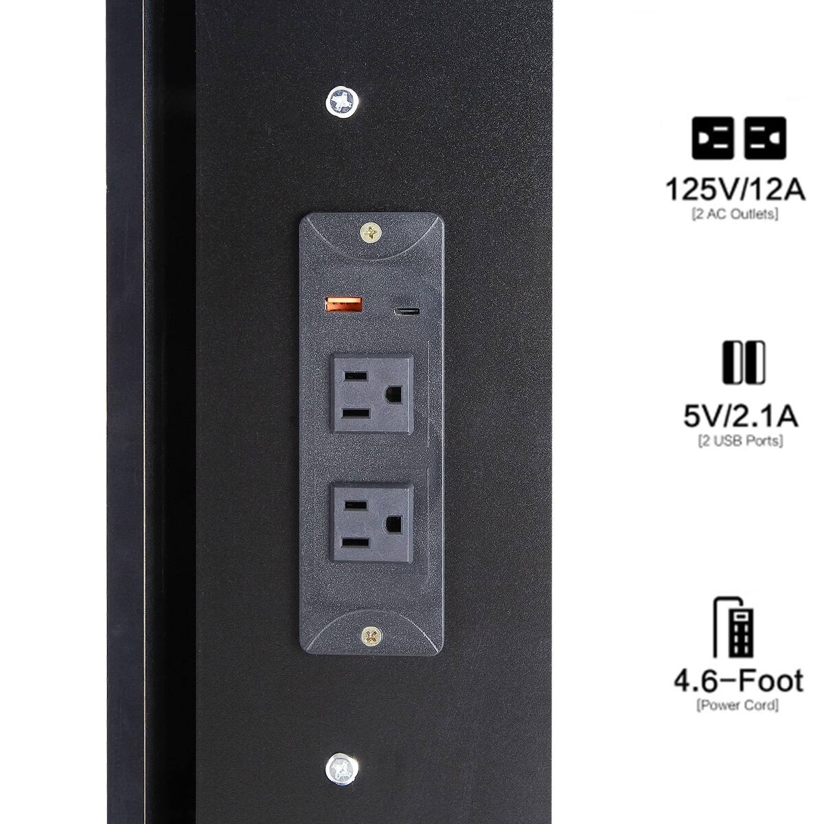125V/12A [2 AC Outlets]  
5V/2.1A (2 USB Ports]  
4.6-Foot (Power Cord)