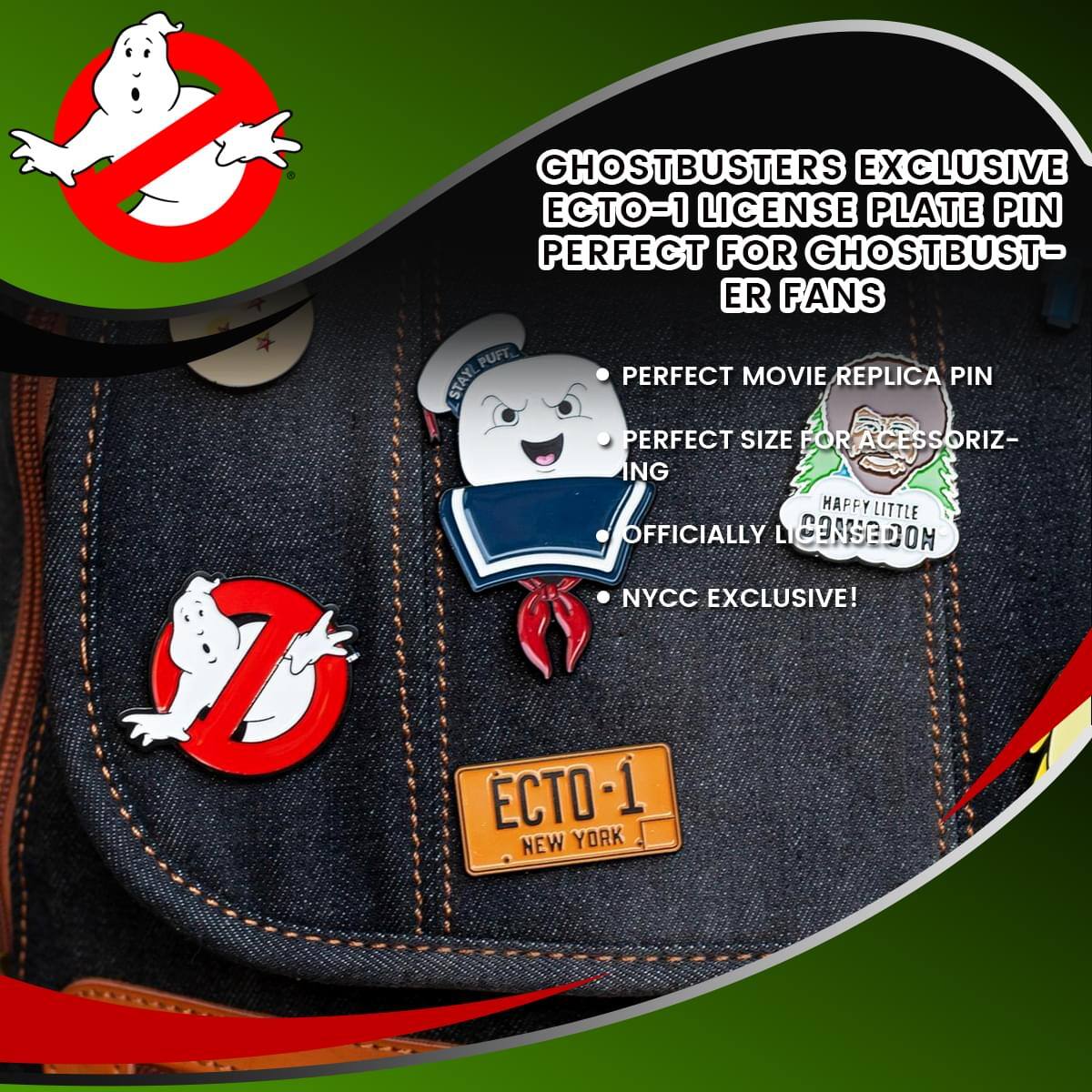 GHOSTBUSTERS EXCLUSIVE EC-1 LICENSE PLATE PIN PERFECT FOR GHOSTBUST-ER FANS

- PERFECT MOVIE REPLICA PIN
- PERFECT SIZE FOR ACCESSORIZING
- OFFICIALLY LICENSED
- NYCC EXCLUSIVE!