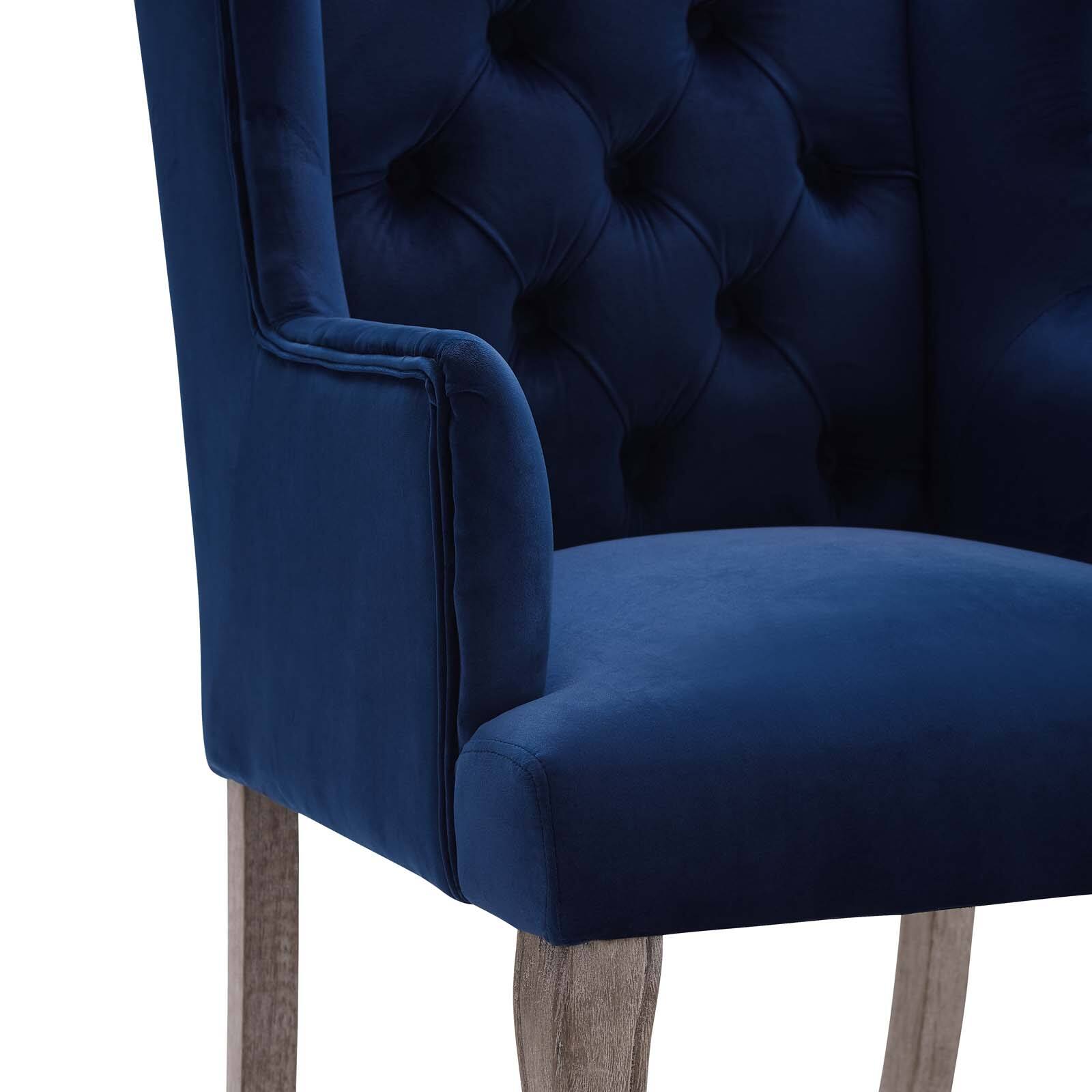 Alt View 2. Modway - Realm French Vintage Dining Performance Velvet Armchair by Modway - Navy.
