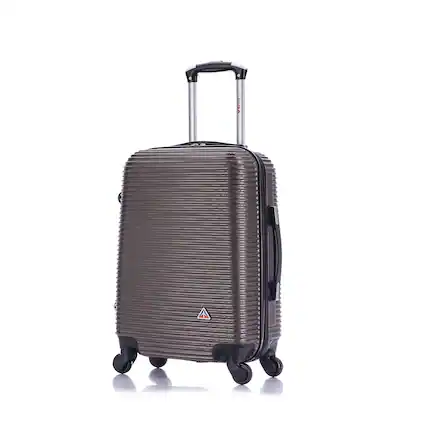 Front. InUSA - Royal lightweight hardside Spinner Luggage 20" carry-on - BROWN.
