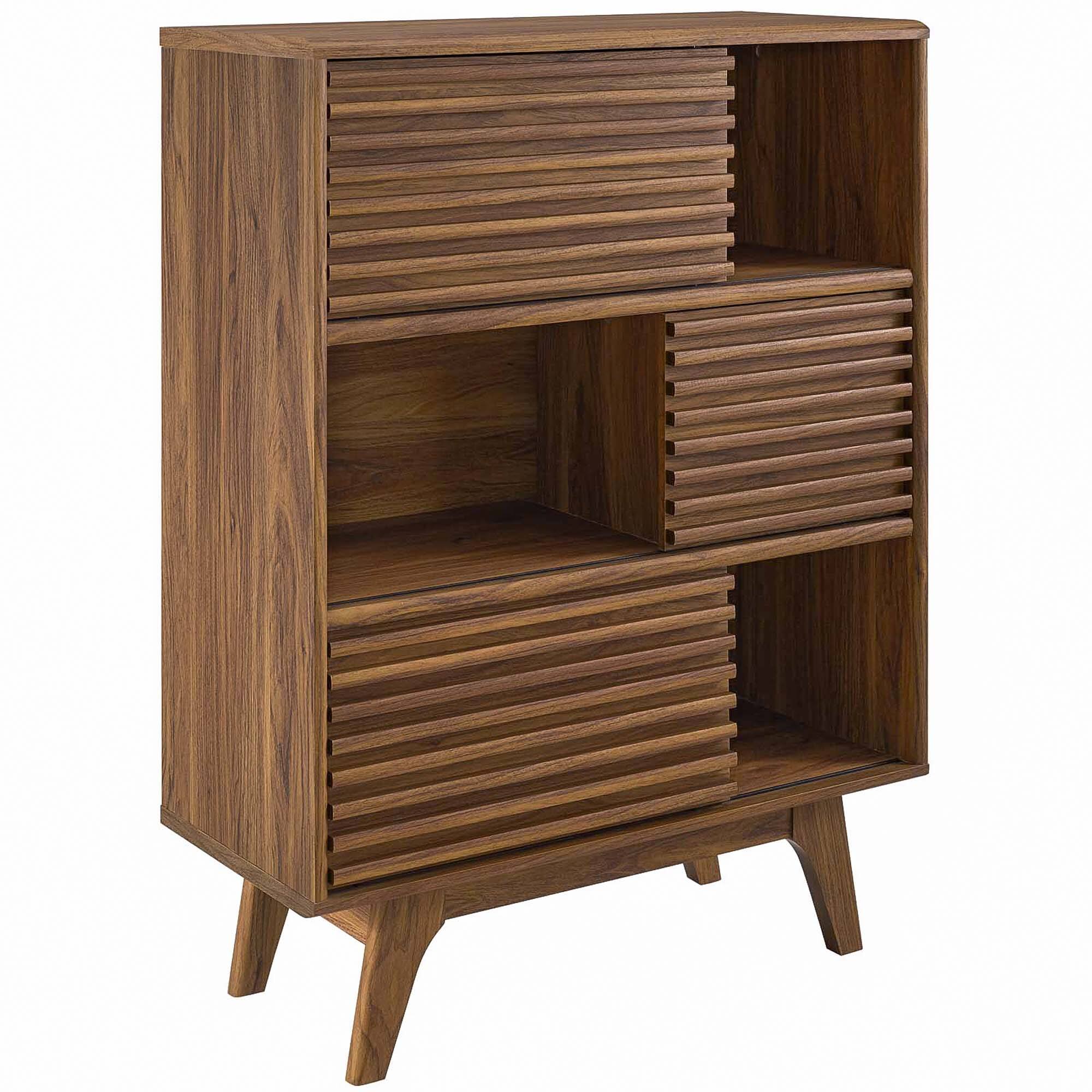 Angle. Modway - Render Three-Tier Display Storage Cabinet Stand by Modway - Walnut.