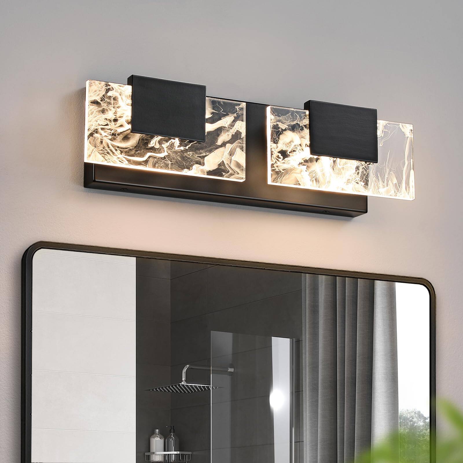 Front. TECH SAFARI - Led Bathroom Vanity Light n Matte Modern Lighting Fixtures Contemporary Smoke Design Wall Lights Fixture - Black 2 Light.