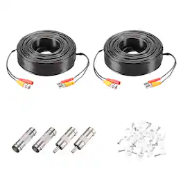 Unique Bargains - BNC Video Power Cable, 2 Sets, All-in-One CCTV Camera Extension Cord - Black