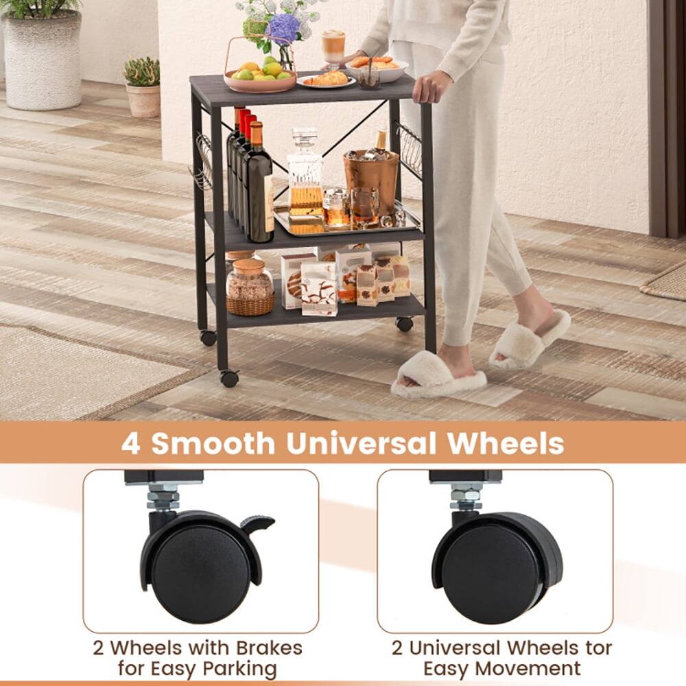 4 Smooth Universal Wheels  
2 Wheels with Brakes for Easy Parking  
2 Universal Wheels for Easy Movement