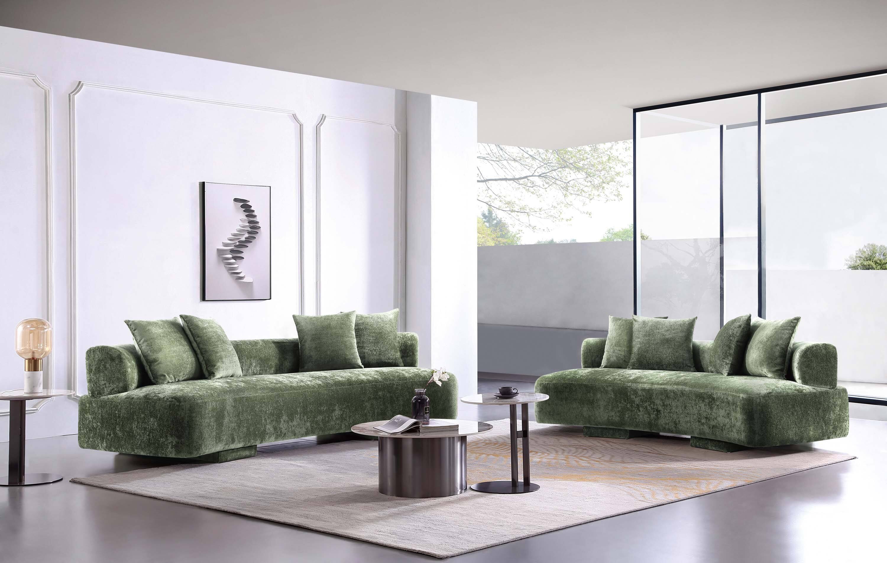 Angle. Manhattan Comfort - Verandah Mid-Century Modern 2-Piece Sofa Set - Olive Green.