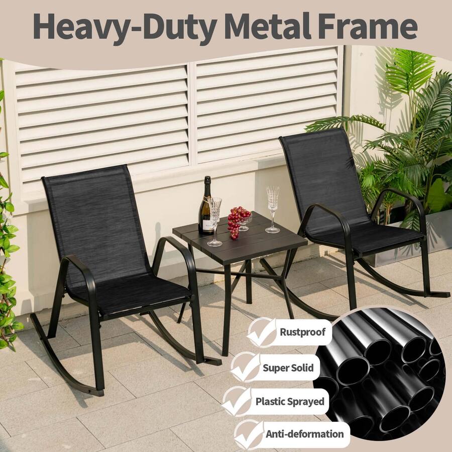 Costway 2 PCS Patio Rocking Chair Heavy Duty Metal Rocker Outdoor Anti ...