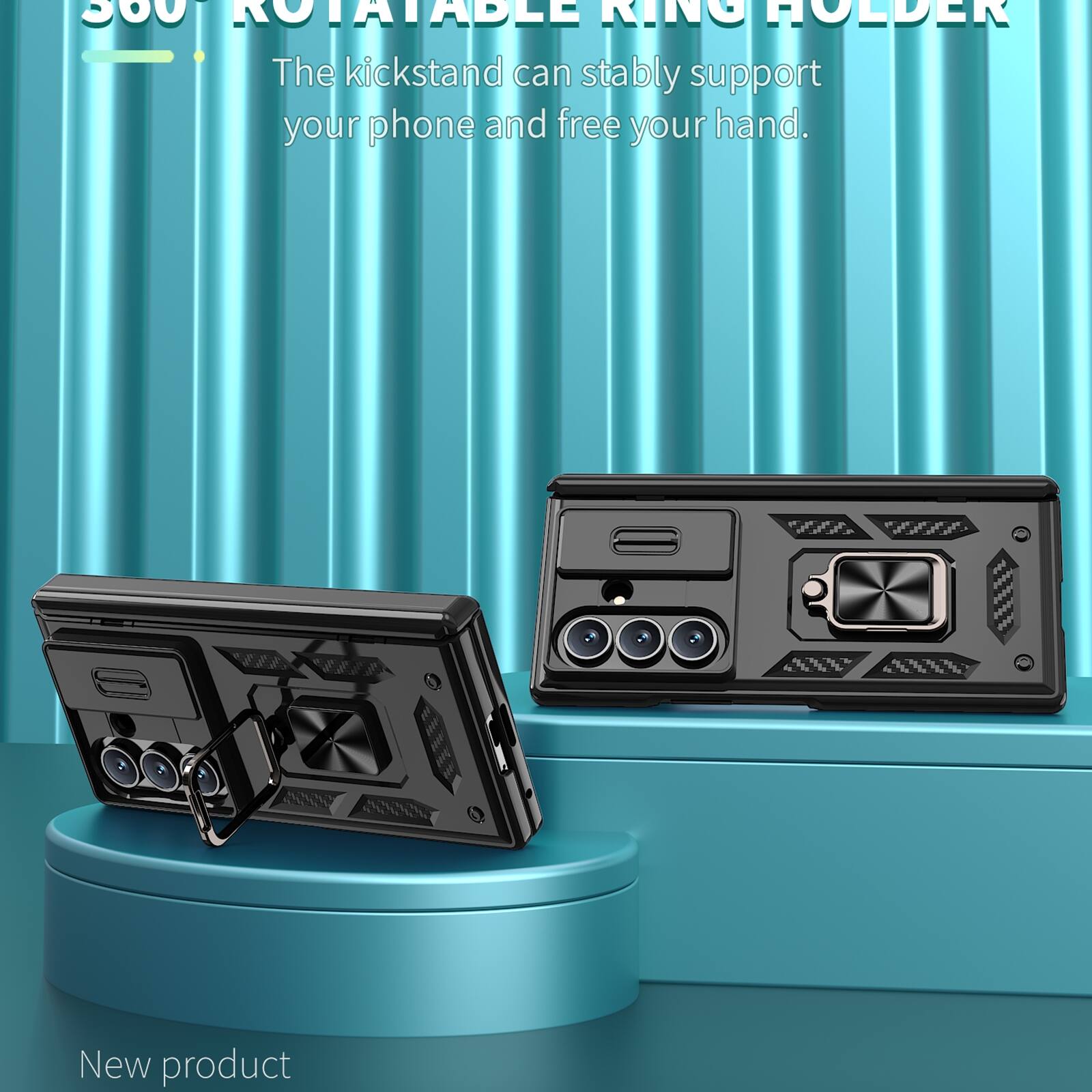 360° ROTATABLE RING HOLDER  
The kickstand can stably support your phone and free your hand.  
New product