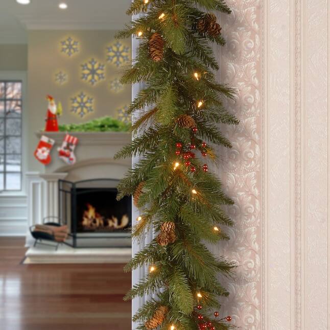 Alt View 3. National Tree Company - NATIONAL TREE COMPANY 6' NEEDLE PINE CONE GARLAND WITH CLEAR LIGHTS, DC3-178L-6B - Green.