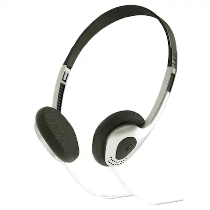 Front. Cluzine - Silver Retro Wired Headphones, Lightweight 3D Sound, 3.5mm Jack, for Daily Use & Outfit Matching.