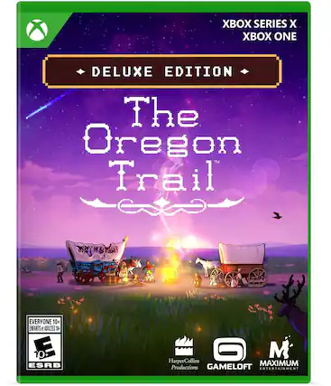 XBOX SERIES X XBOX ONE DELUXE EDITION The Oregon Trail EVERYONE 10+ ENFANTS 6 ADULTES 10+ ESRB O M HarperCollins MAXIMUM Productions GAMELOFT ENTERTAINMENT - E10+ (Everyone 10+)