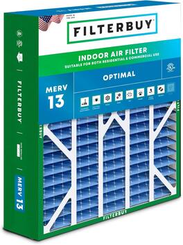 Filterbuy - 20x25x6 MERV 13 Smoke & Allergy Defense, Pleated HVAC AC Furnace Air Filters Replacement for AprilAire (1-Pack) - Blue