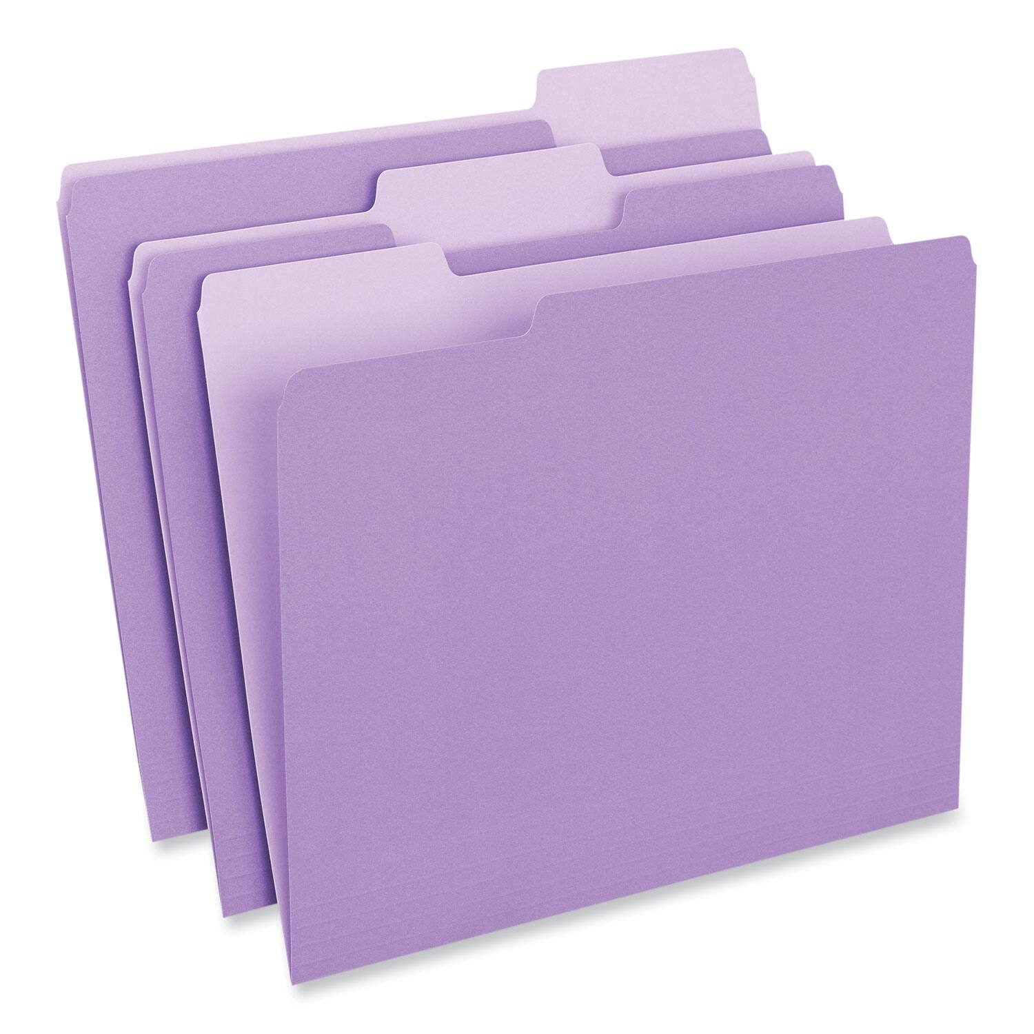Angle. Universal - Interior File Folders, 1/3-Cut Tabs: Assorted, Letter Size, 11-pt Stock, Violet, 100/Box.