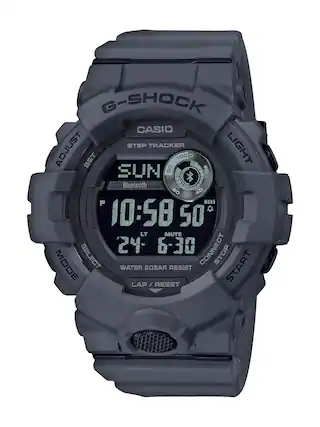 Front. Casio - Men's G-Shock Power Trainer with Bluetooth Mobile Link 49mm Watch - Gray.