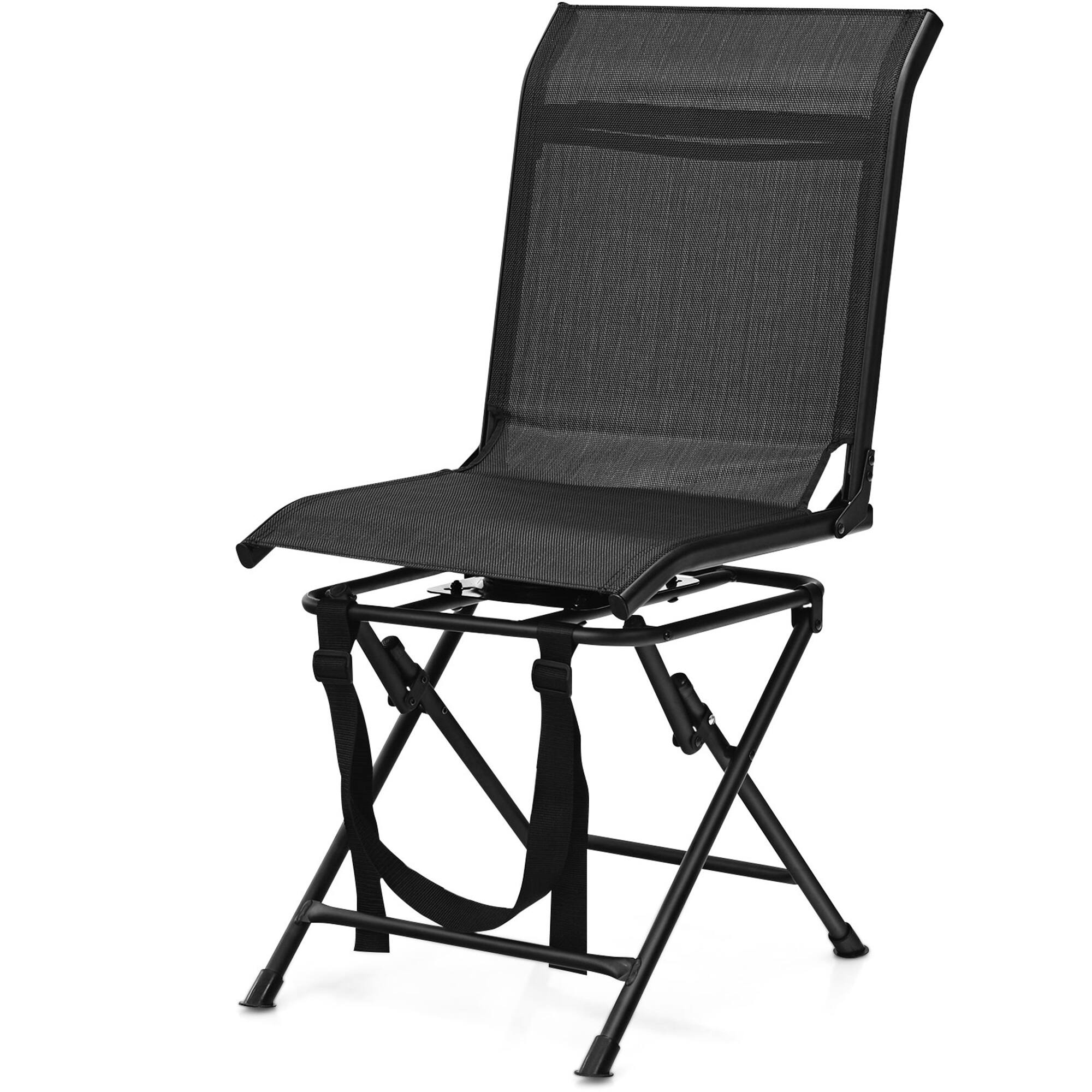 Alt View 4. Gymax - Gymax Folding 360° Silent Swivel Hunting Chair Blind Chair All-weather Outdoor - Black.