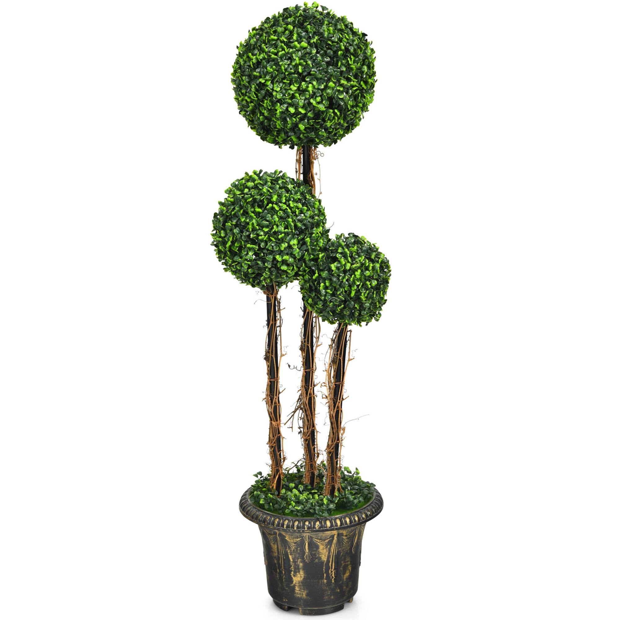 Alt View 5. Gymax - Gymax 4 Ft Artificial Topiary Tree Fake Triple Ball Plant Home Office Decoration - Green.