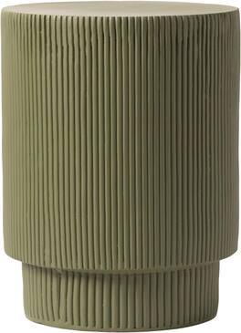 LeisureMod - Eden Modern Stone Top Round Side Table, Indoor/Outdoor Weather Resistant Accent Table, Fully Assembled - Olive Green