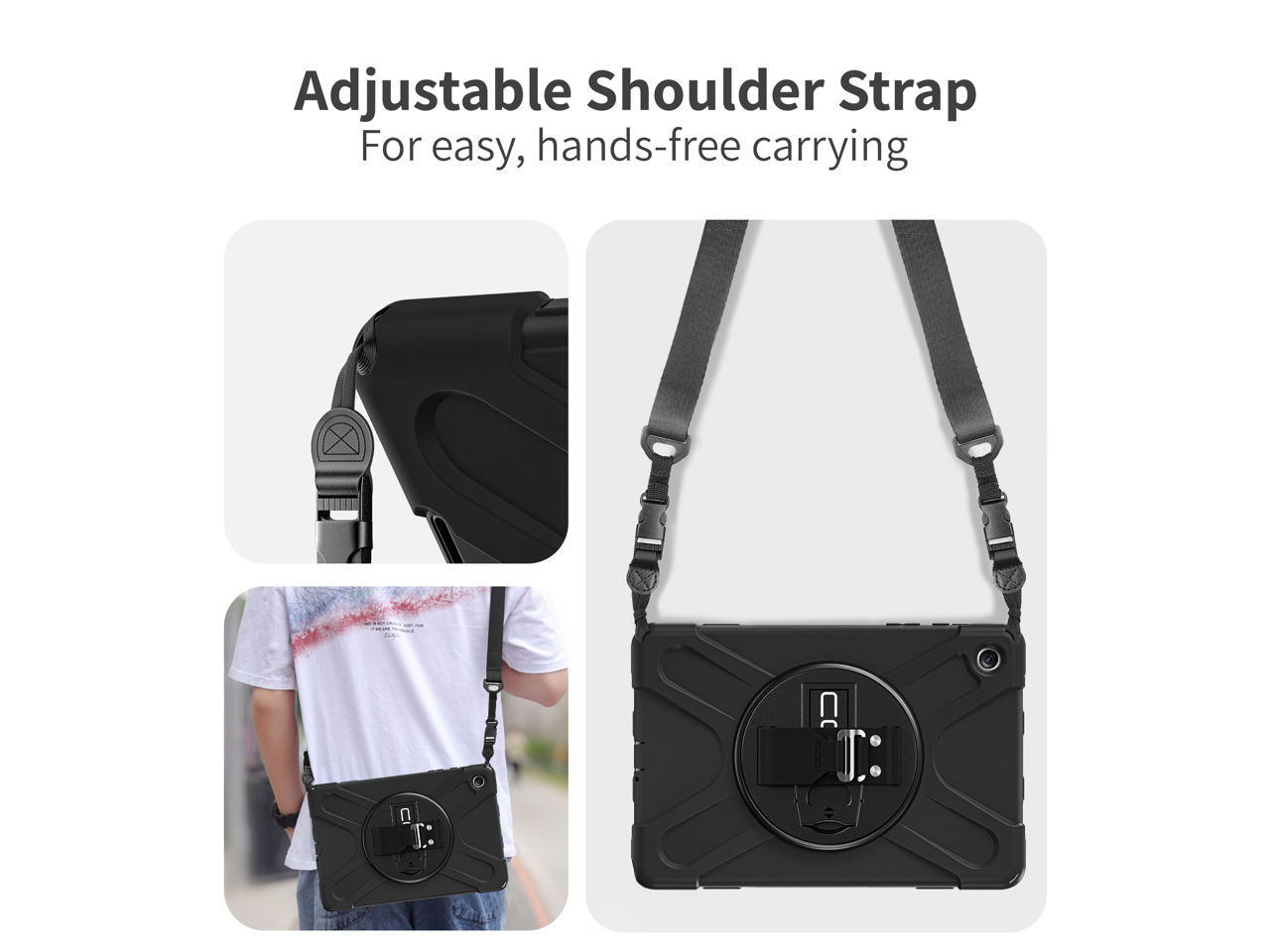 Adjustable Shoulder Strap For easy, hands-free carrying