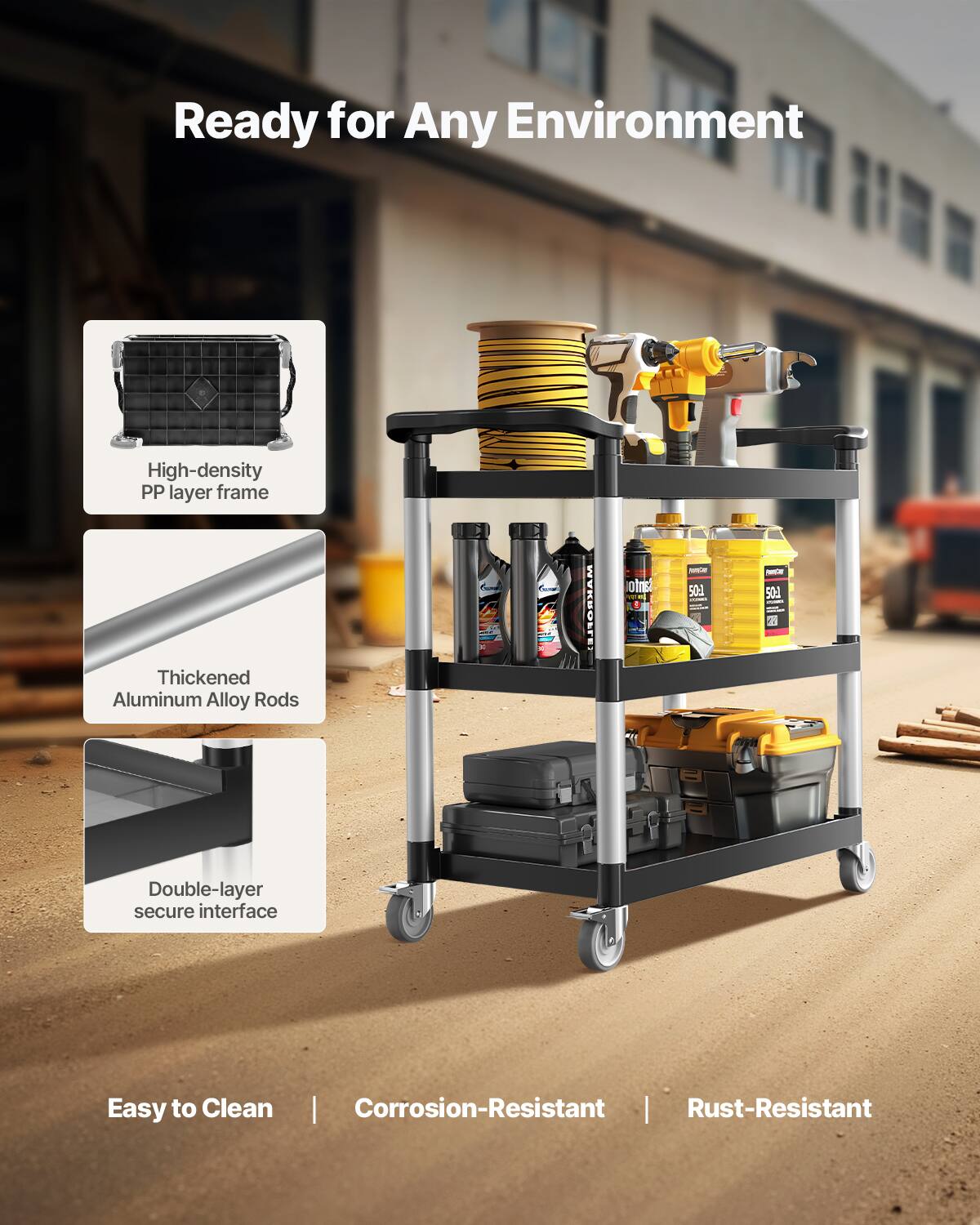 Ready for Any Environment

High-density PP layer frame
Thickened Aluminum Alloy Rods
Double-layer secure interface
Easy to Clean | Corrosion-Resistant | Rust-Resistant