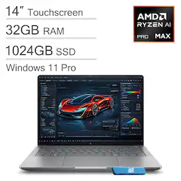 HP - ZBook Ultra G1a 14'' FHD+ Touch Mobile Workstation AI Laptop - AMD Ryzen AI Max PRO 385 with AMD Radeon 8050S - Win11Pro - Touchscreen - Meteor Silver