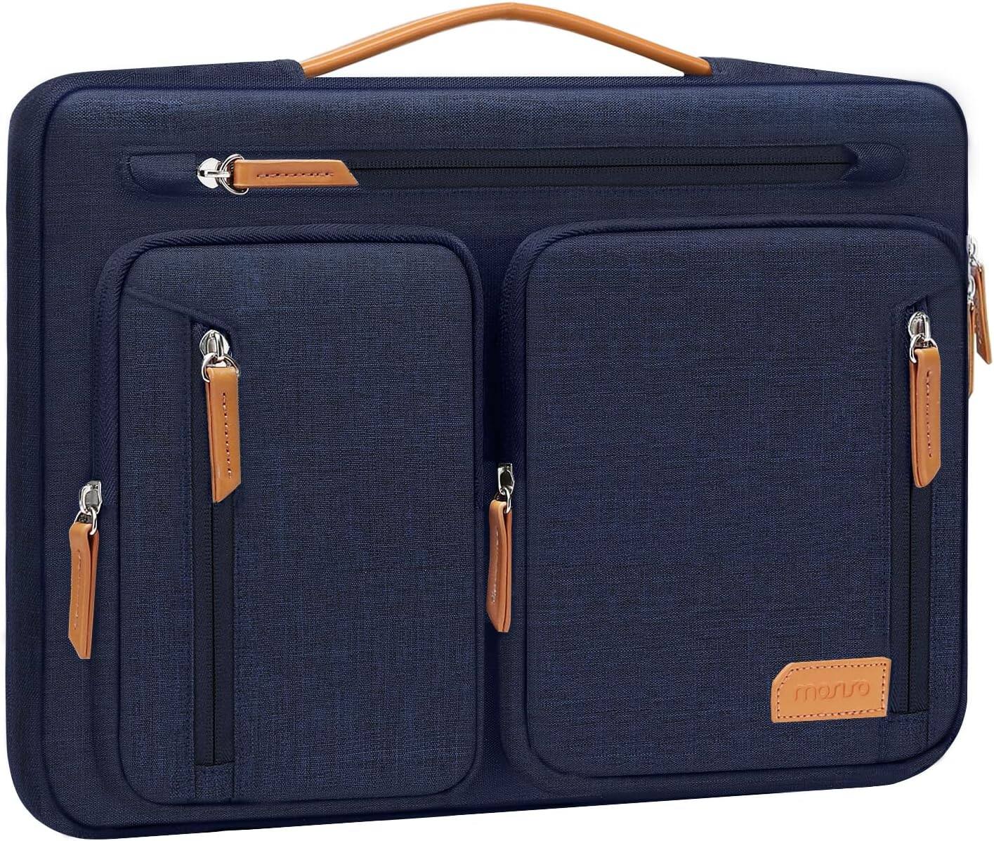 Front. mosiso - Laptop Sleeve 13-13.3 Inch, 360 Protective Laptop Case with 5 Accessory Pockets for MacBook Air Pro 13 14 HP Dell - Navy Blue.