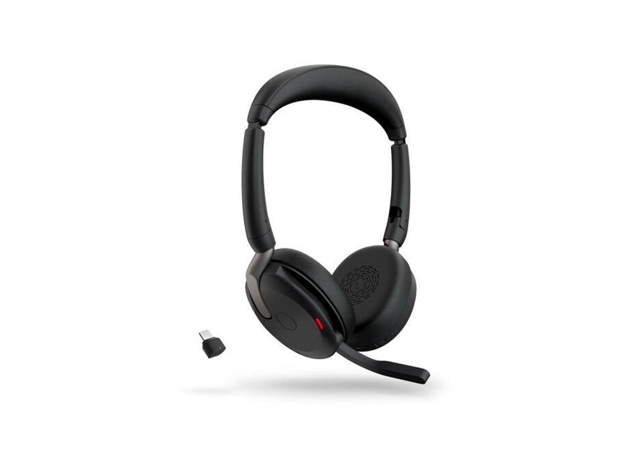 Angle. Jabra - Jabra Evolve2 65 Flex Headset - Stereo - Wireless - Bluetooth - 98.4 ft - 20 Hz to 20 kHz - On-ear - Binaural - Blue.
