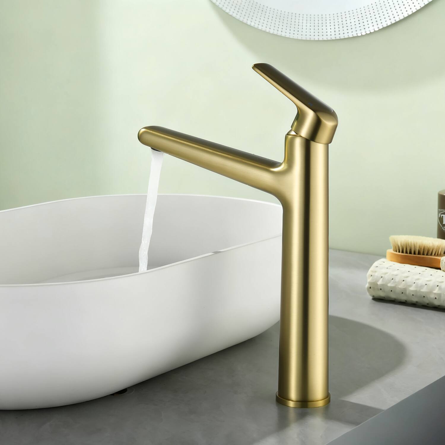 Alt View 2. Boyel Living - Brushed Gold Single Handle Bathroom Faucet Solid Brass - Brushed Gold.