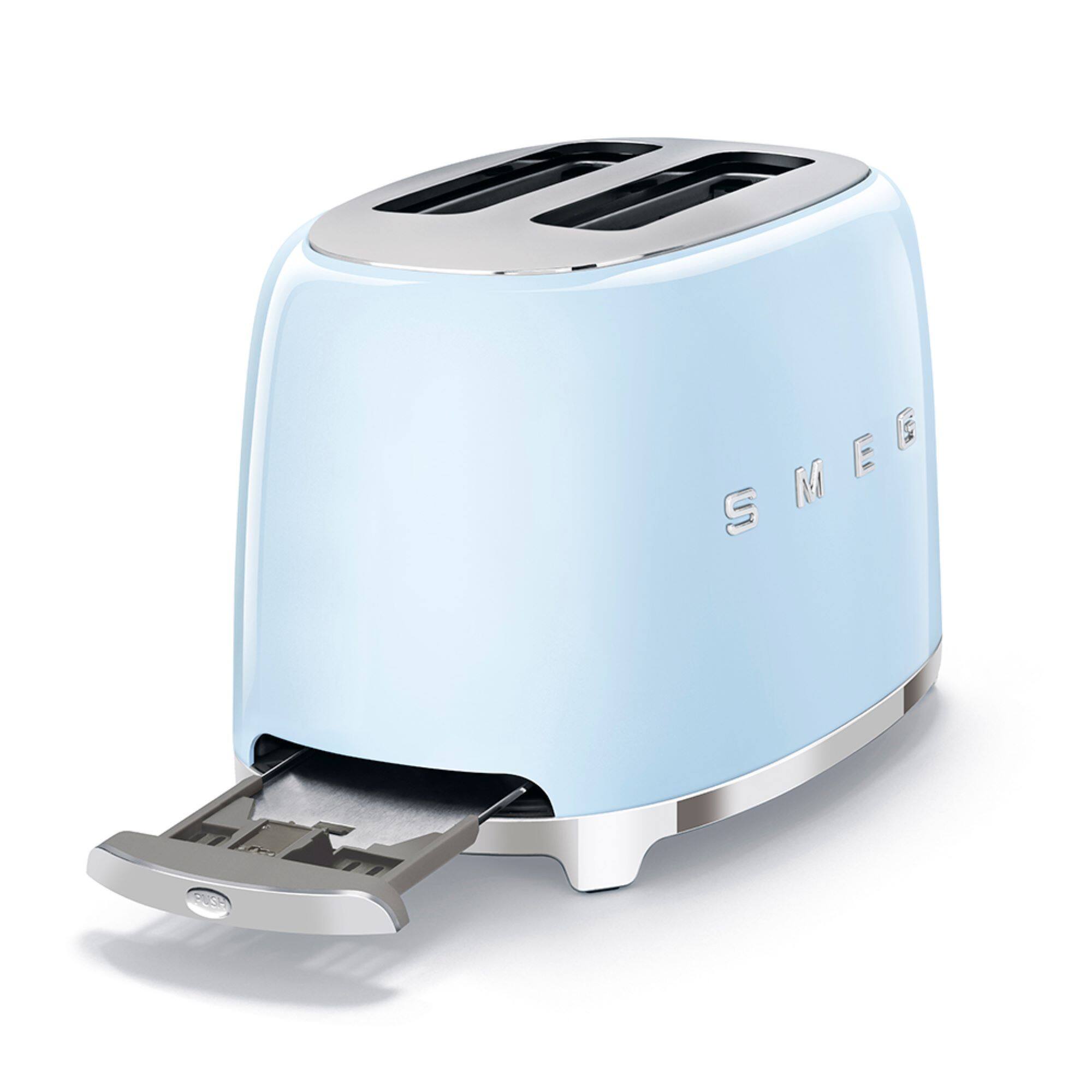 Left. SMEG - SMEG TSF01 2-Slice Wide-Slot Toaster - Pastel Blue.