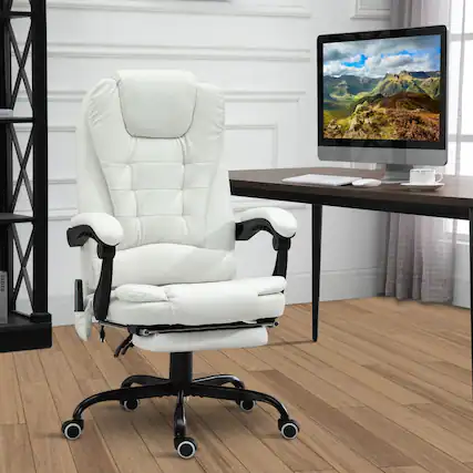 Front. Anysun - 7-Point Vibrating Massage High-Back Executive Recliner with Lumbar Support and Footrest - White.