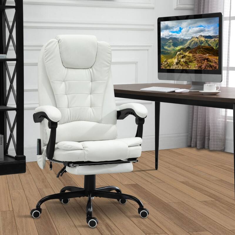 Front. Anysun - 7-Point Vibrating Massage High-Back Executive Recliner with Lumbar Support and Footrest - White.