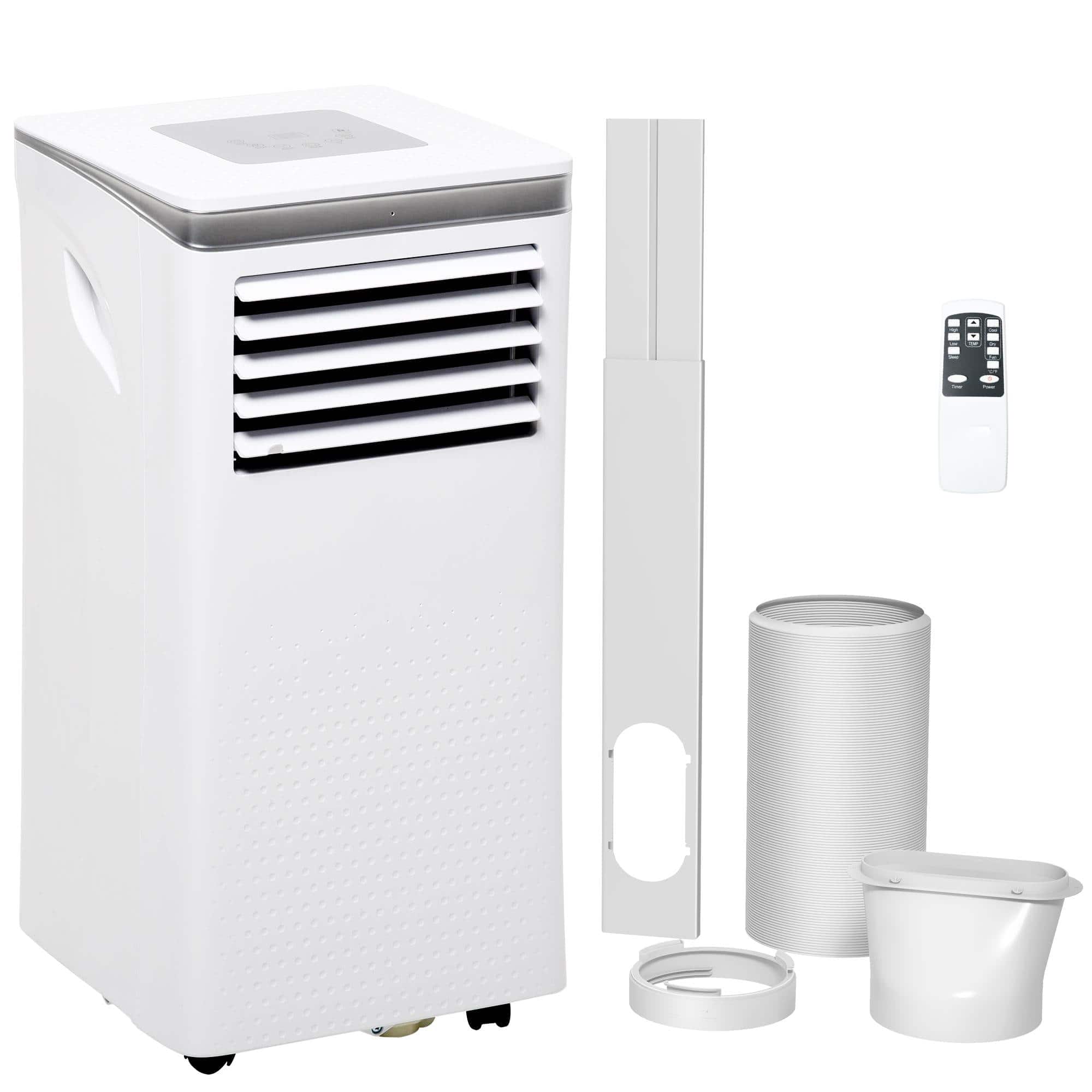 Resenkos - 4-in-1 Mobile AC Unit with Dehumidifier, Cooling Fan, Sleep Mode, Remote, Window Installation Kit, White - White, Gray