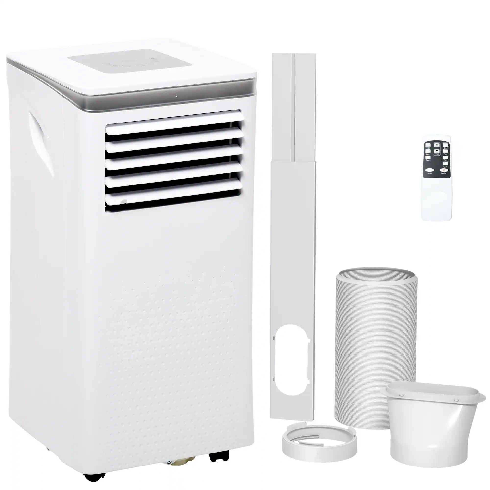 Resenkos - 4-in-1 Mobile AC Unit with Dehumidifier, Cooling Fan, Sleep Mode, Remote, Window Installation Kit, White - White, Gray