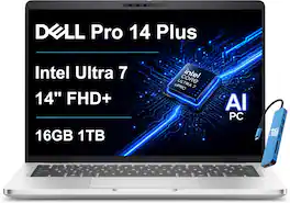 Dell - Upgraded - Pro 14 Plus 14" FHD+ Laptop - AI PC - Intel Core Ultra 7 266V - 16GB RAM - 1TB SSD - Wi-Fi 7 - Win 11Pro - Silver
