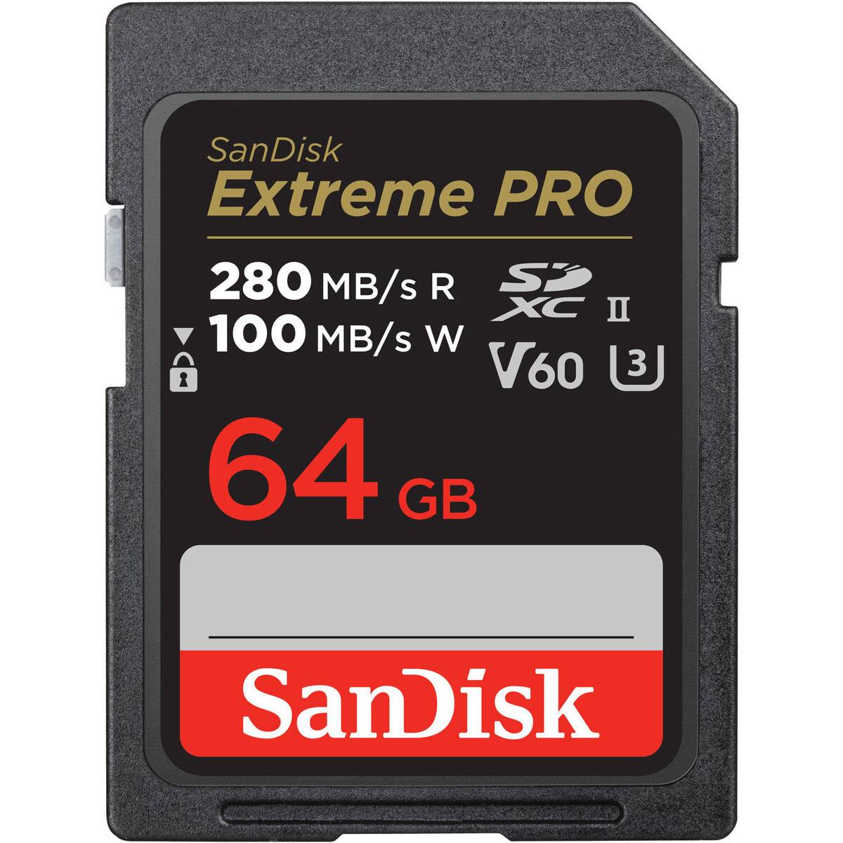 SanDisk Extreme PRO 280 MB/s R 100 MB/s W V60 64 GB